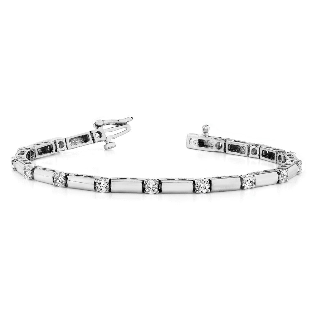 14k White Gold 3.3mm Bar Link Tennis Bracelet Mounting