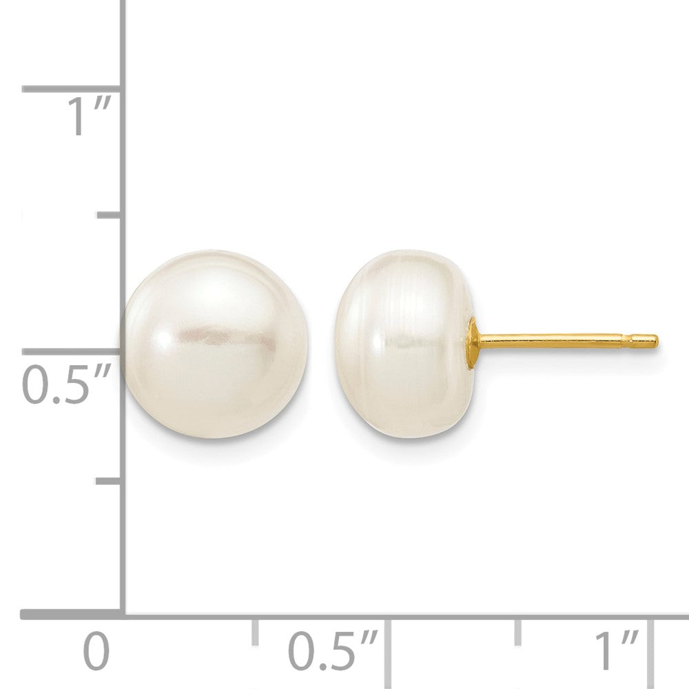 14k 8-9mm White Button Freshwater Cultured Pearl Stud Post Earrings