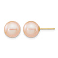 14k 9-10mm Pink Round Freshwater Cultured Pearl Stud Post Earrings