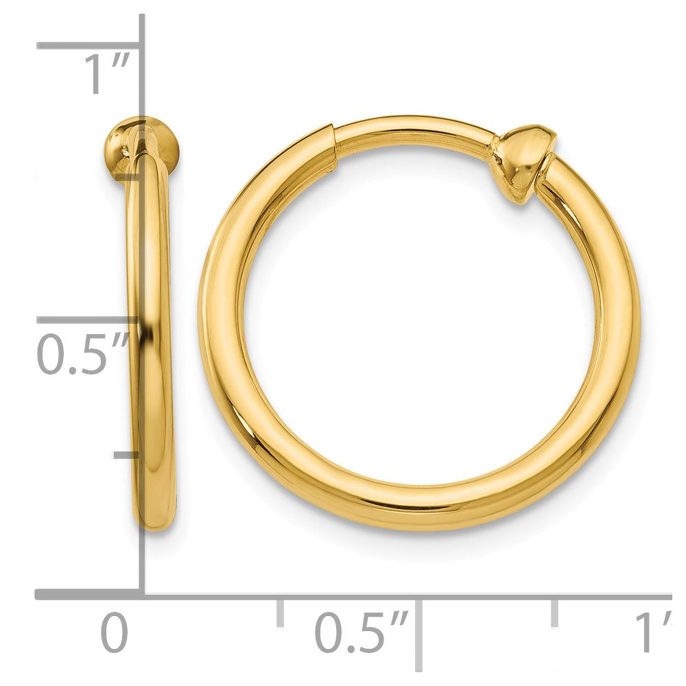 14k Non-Pierced Hoop Earrings