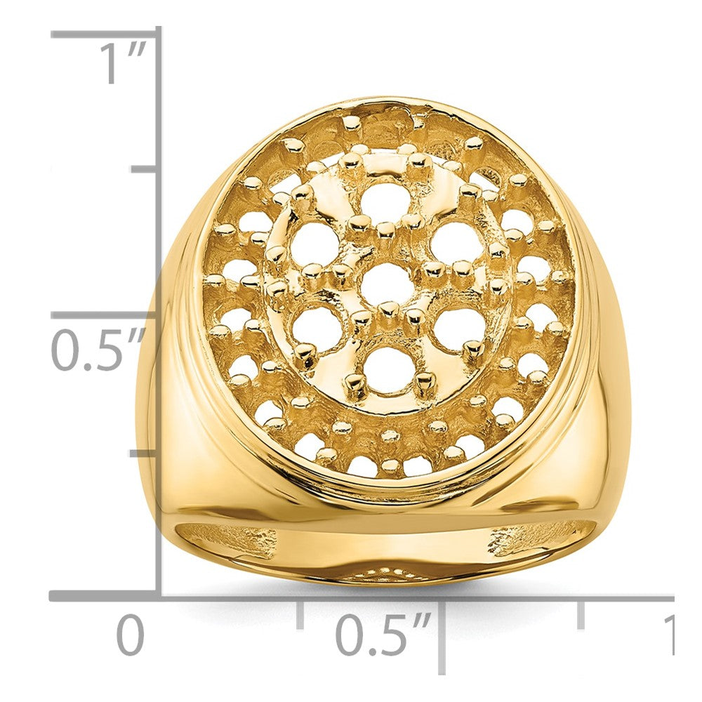 14k Polished Circular Top 3ct Mens Diamond Ring Mounting