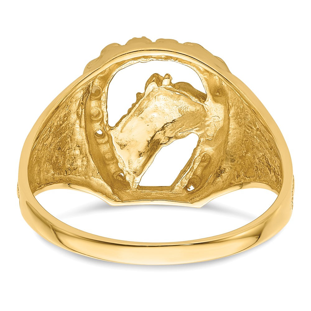 14k Diamond Horseshoe with Horse in Center Mens Ring Mounting