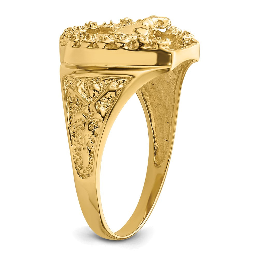 14k Diamond Horseshoe with Horse in Center Mens Ring Mounting