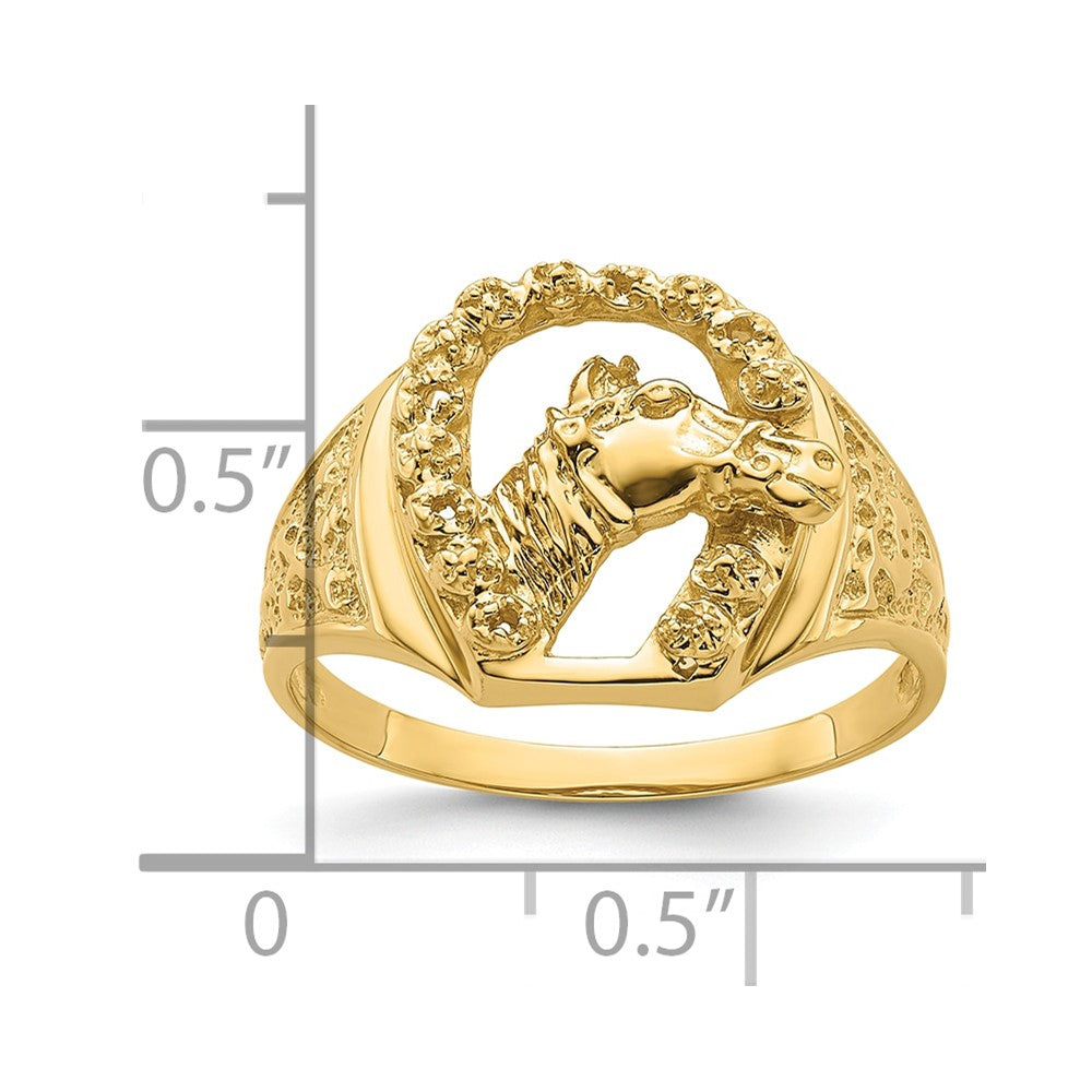 14k Diamond Horseshoe with Horse in Center Mens Ring Mounting