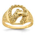 14k Diamond Horseshoe with Horse in Center Mens Ring Mounting