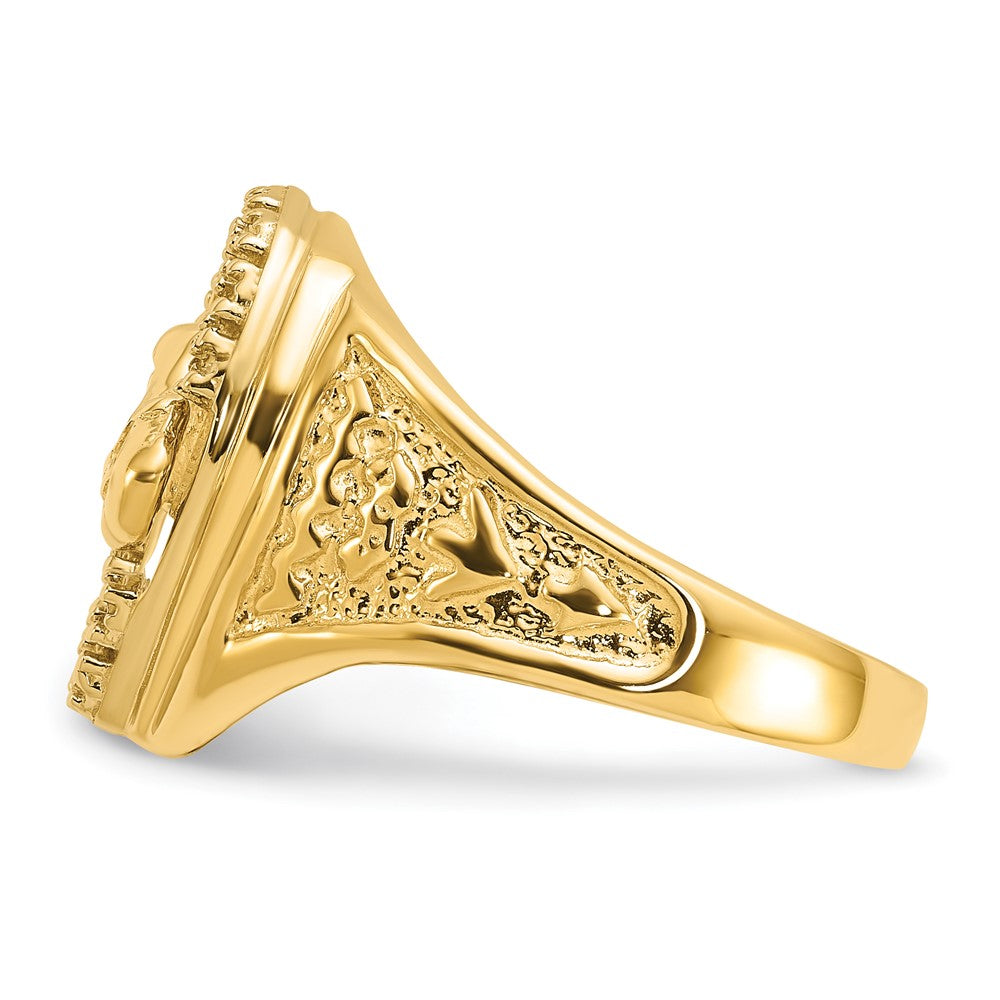 14k Two-Tone Mens Horseshoe with Horse in Center Ring Mounting