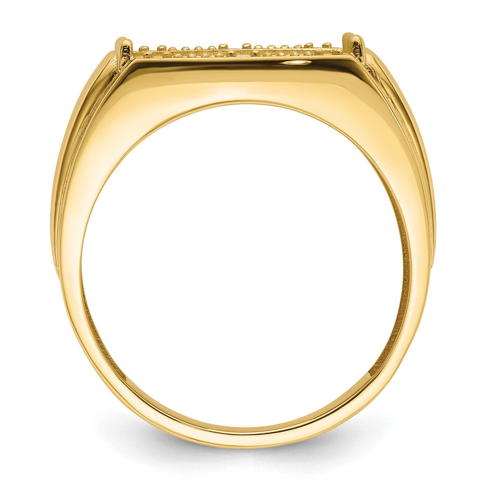 14k Ridged-Sides Mens Diamond and Onyx Ring Mounting