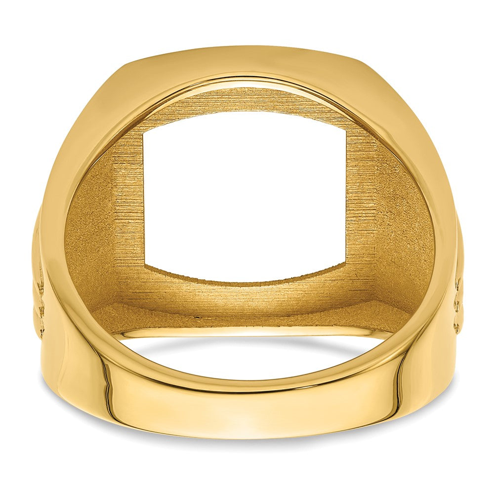 14k Ridged-Sides Mens Diamond and Onyx Ring Mounting