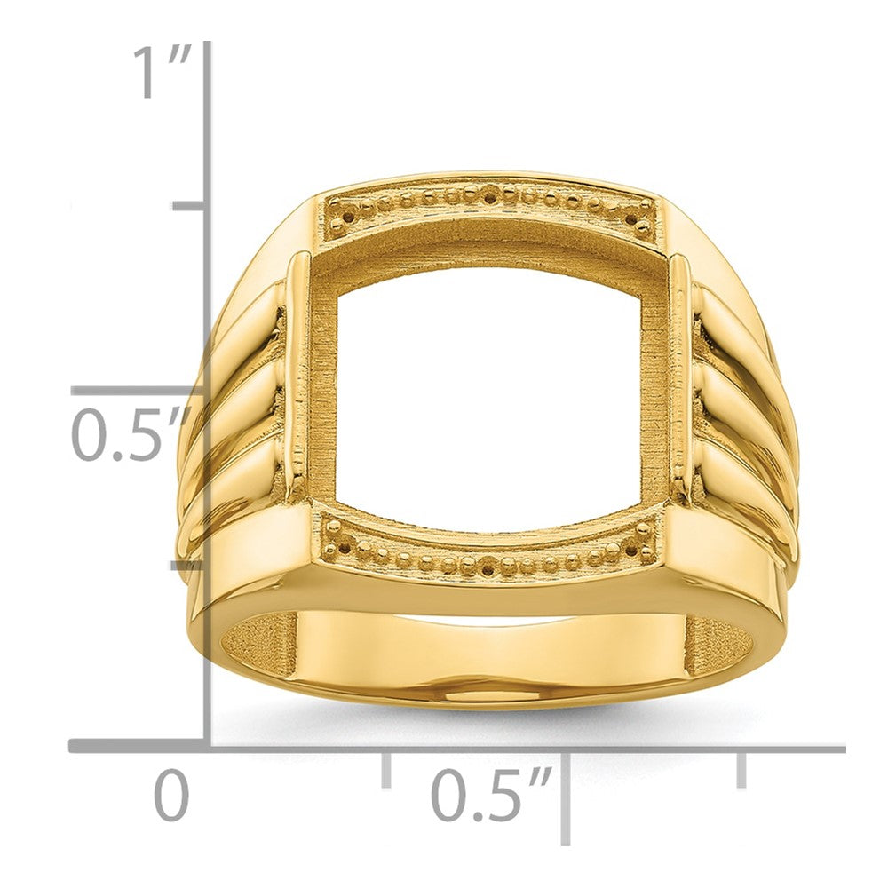 14k Ridged-Sides Mens Diamond and Onyx Ring Mounting