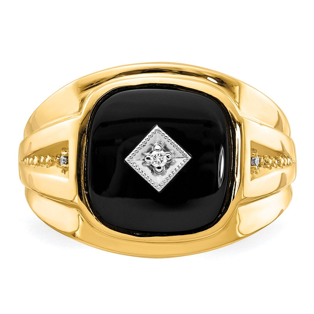 14k AA Diamond & Onyx Men's Ring