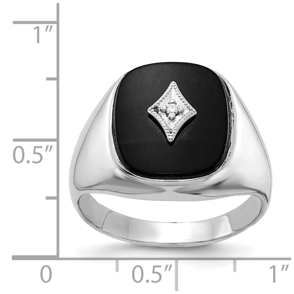 14k White Gold A Diamond men's ring