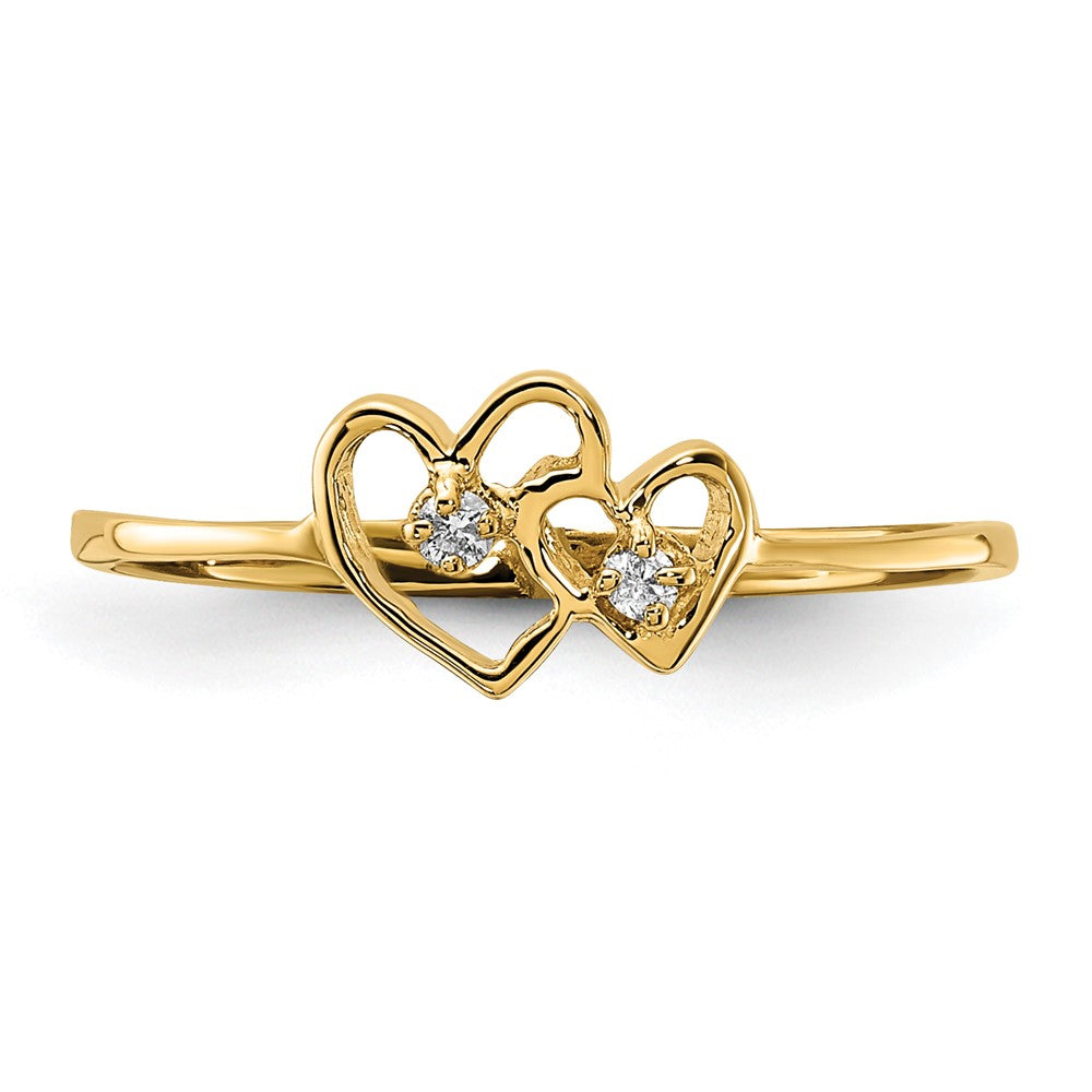 14k Polished AA Diamond heart ring