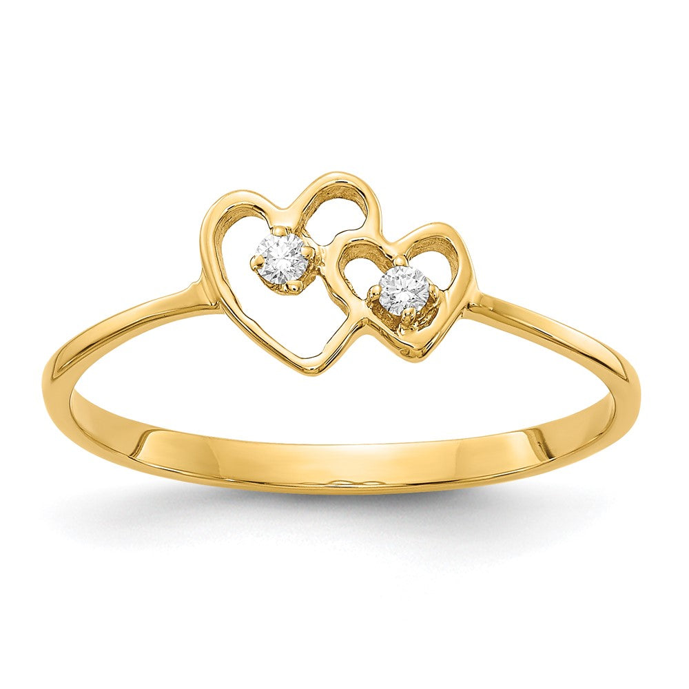 14k A Diamond heart ring