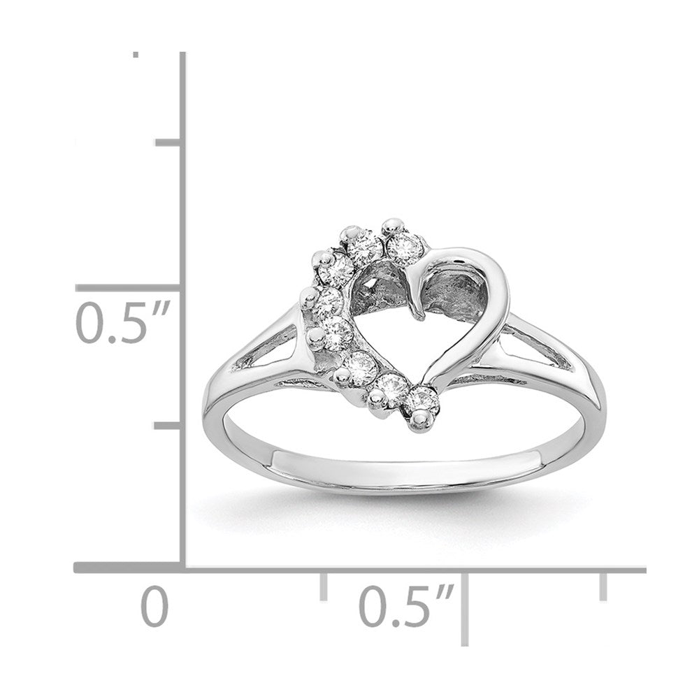 14k White Gold Polished AA Diamond Heart Ring