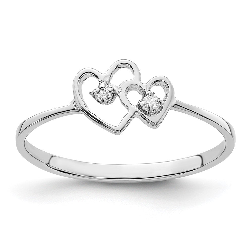 14k White Gold Polished AA Diamond ring