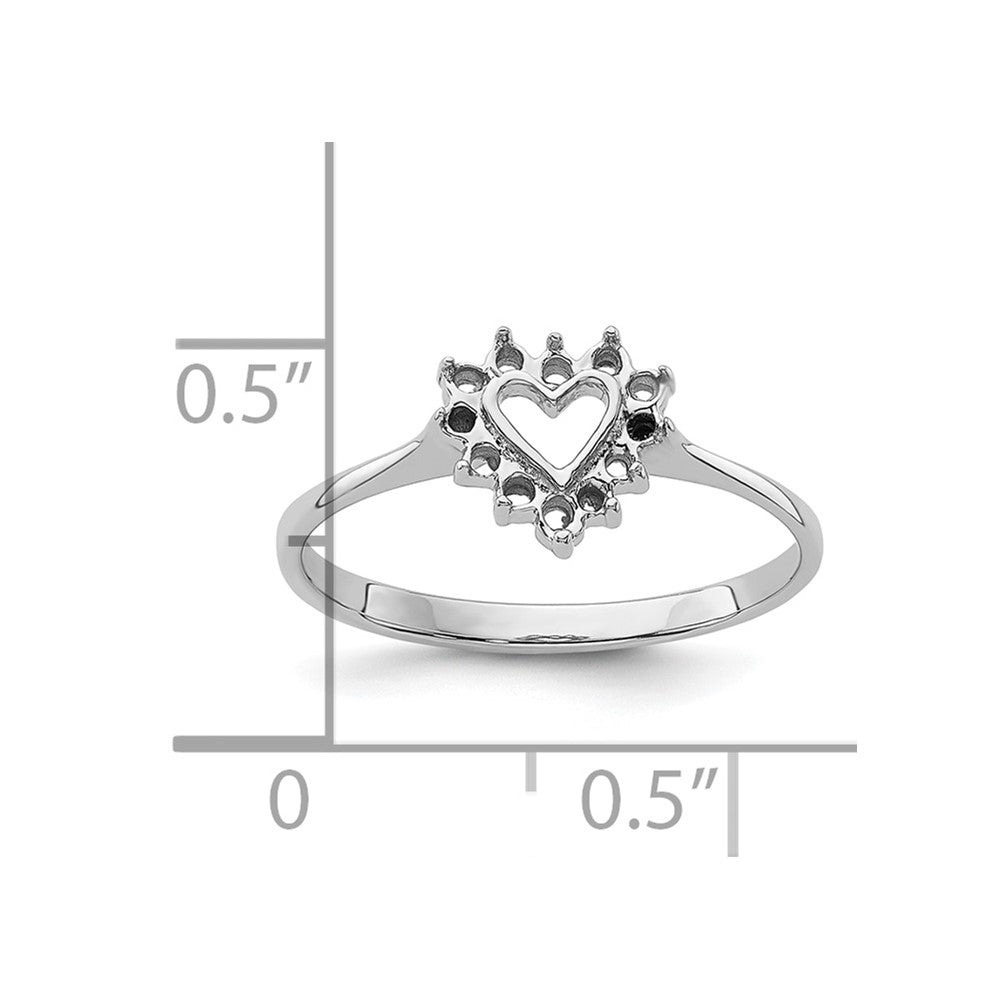 14k White Gold Polished .17ct. Diamond Heart Ring Mounting