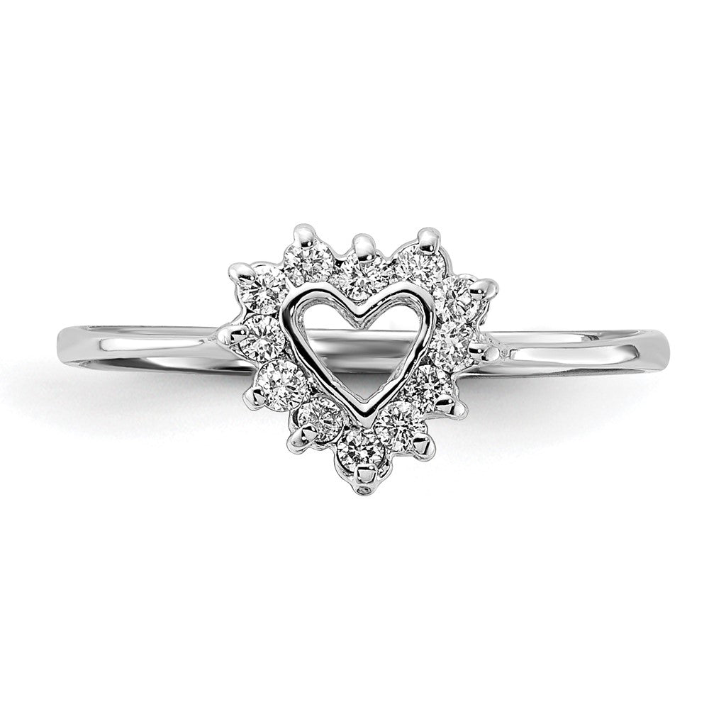 14k White Gold Polished AA Diamond ring
