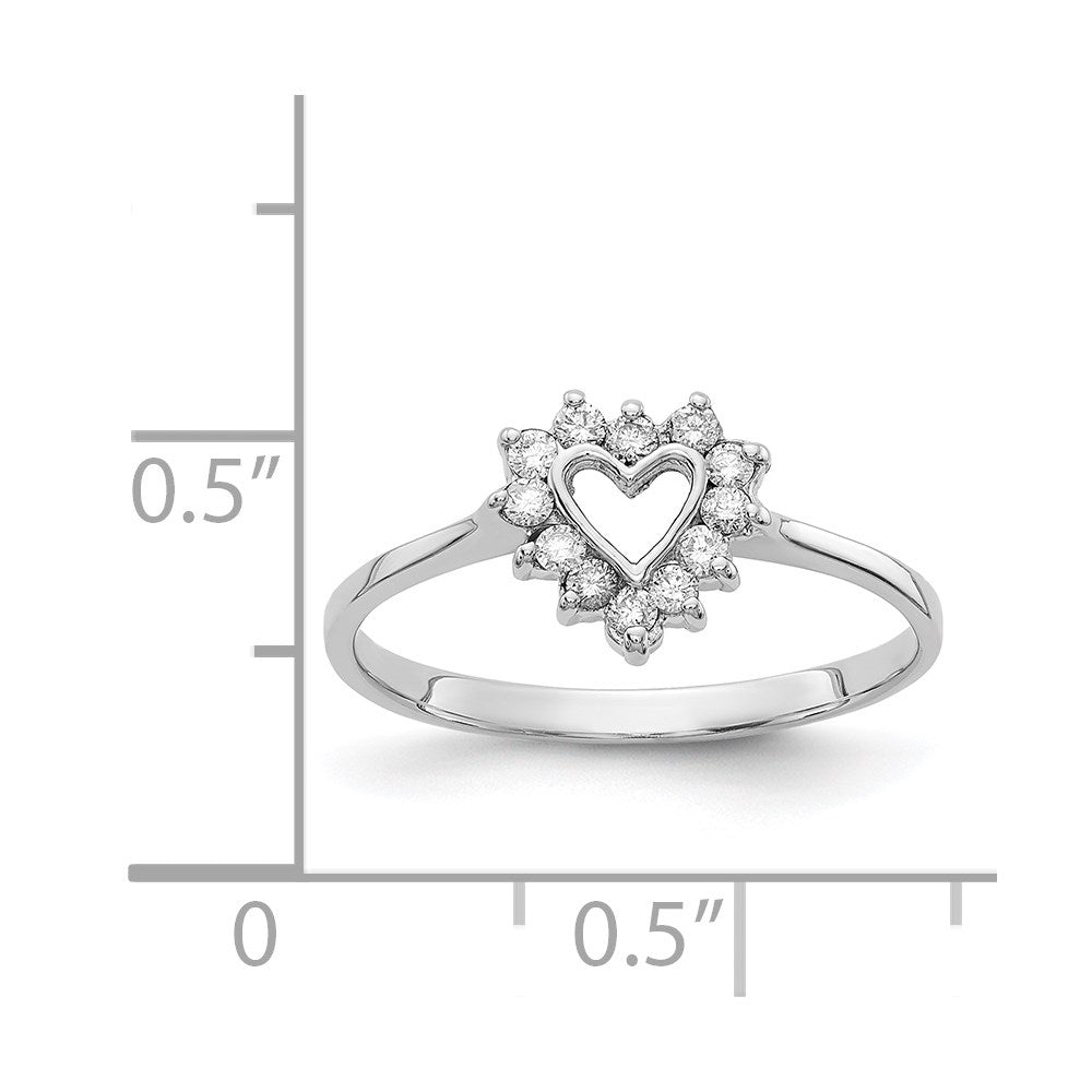 14k White Gold Polished AA Diamond ring