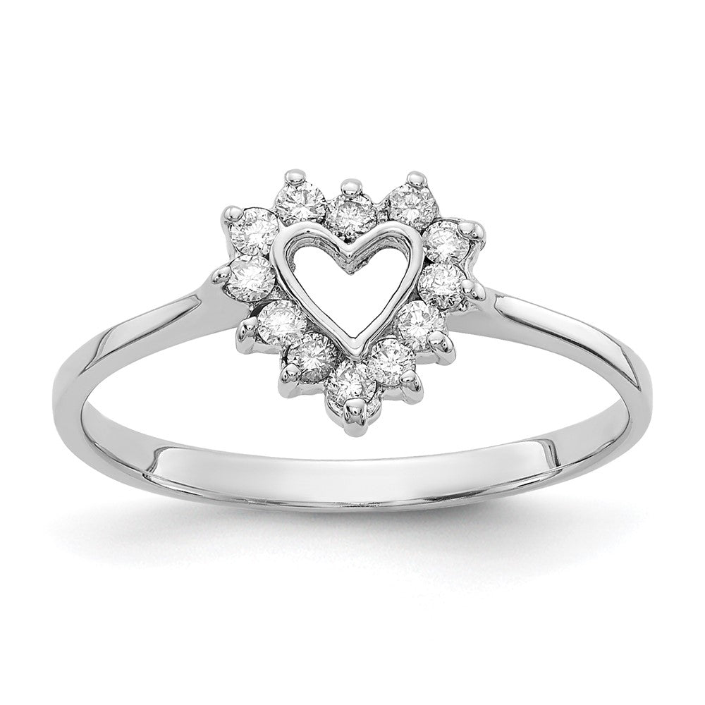14k White Gold Polished AA Diamond ring
