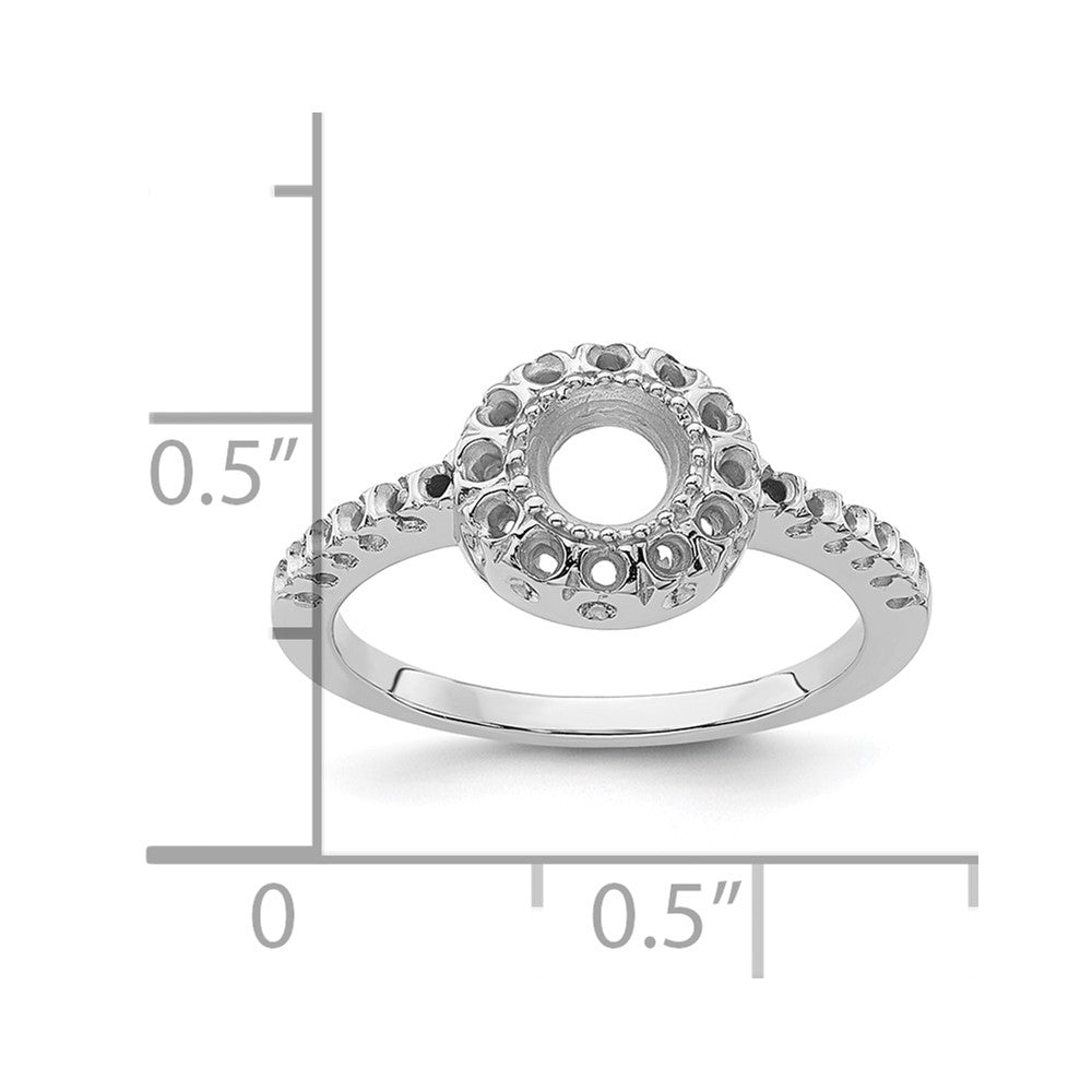 14k White Gold Polished .38ct. Diamond & 5mm Round Gemstone Ring Mounting