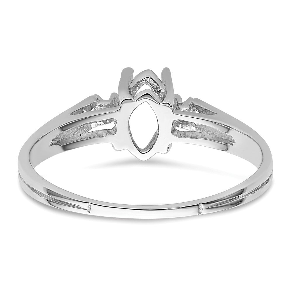 14k White Gold .05ct. Diamond & 8x4 Marquise Gemstone Ring Mounting