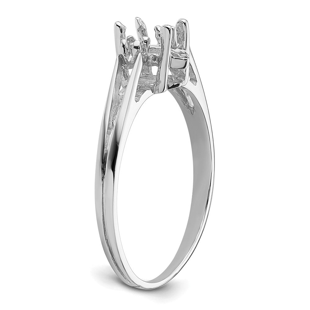 14k White Gold .05ct. Diamond & 8x4 Marquise Gemstone Ring Mounting