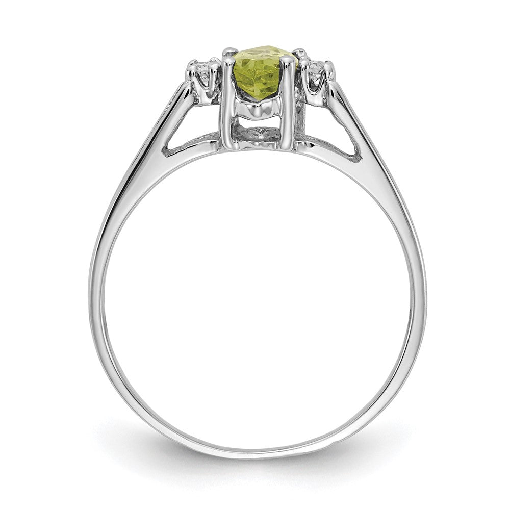 14k White Gold 8x4mm Marquise Peridot A Diamond ring