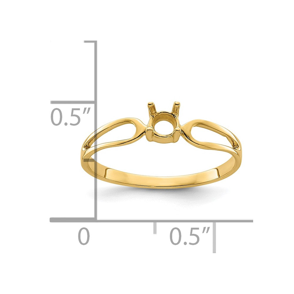 14k Polished 4mm Round Gemstone Ring Mounting