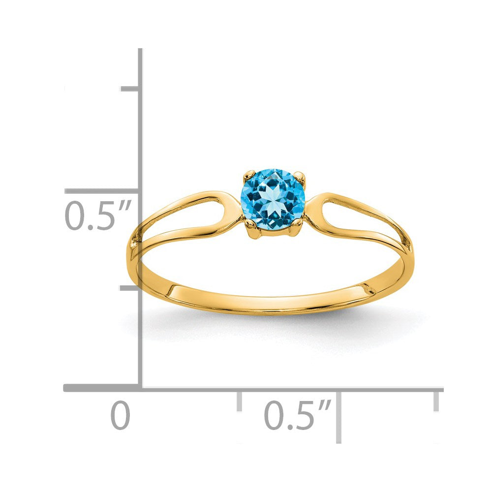 14k 4mm Blue Topaz ring