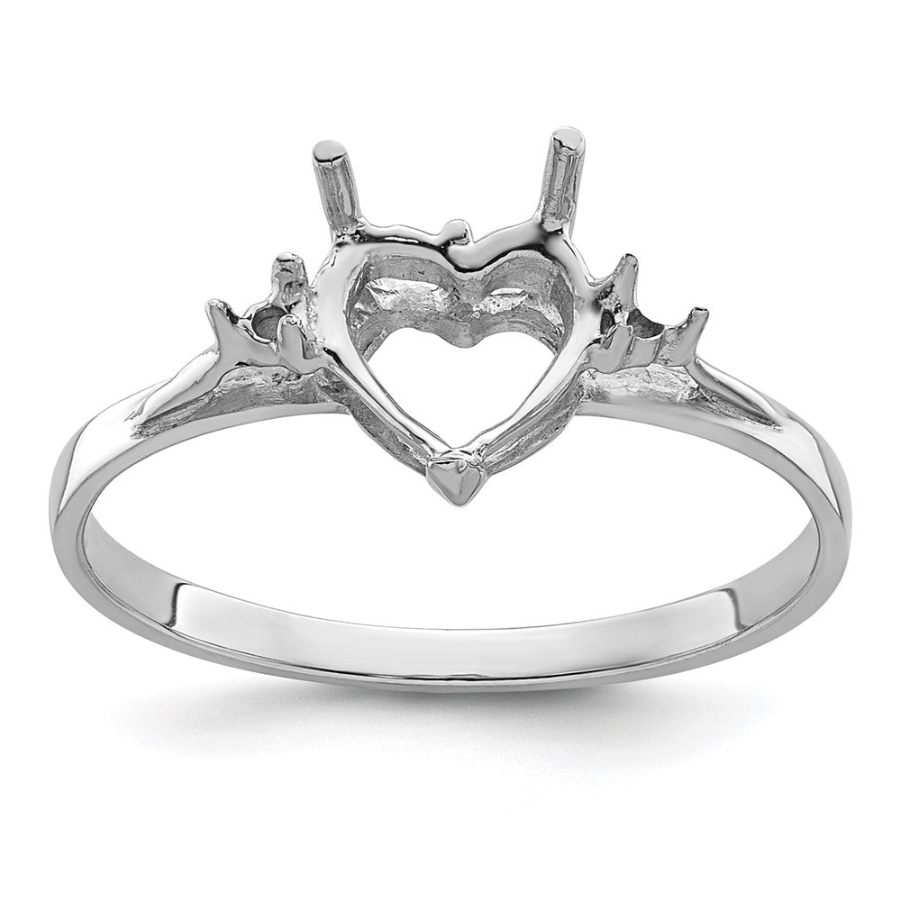 14k White Gold .02ct. Diamond / 7mm Heart Gemstone Ring Mounting