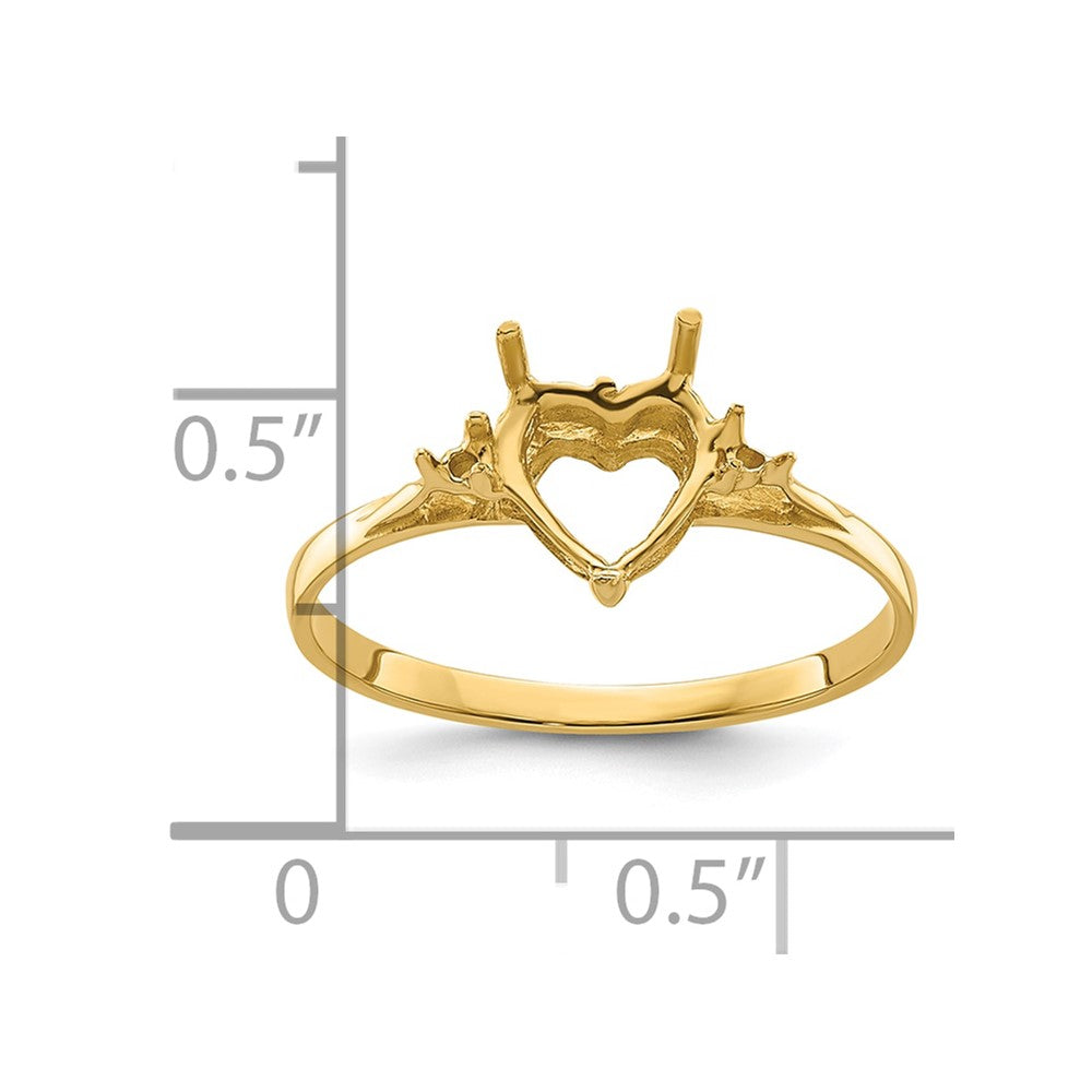 14k Polished 7mm Heart Gemstone Ring Mounting