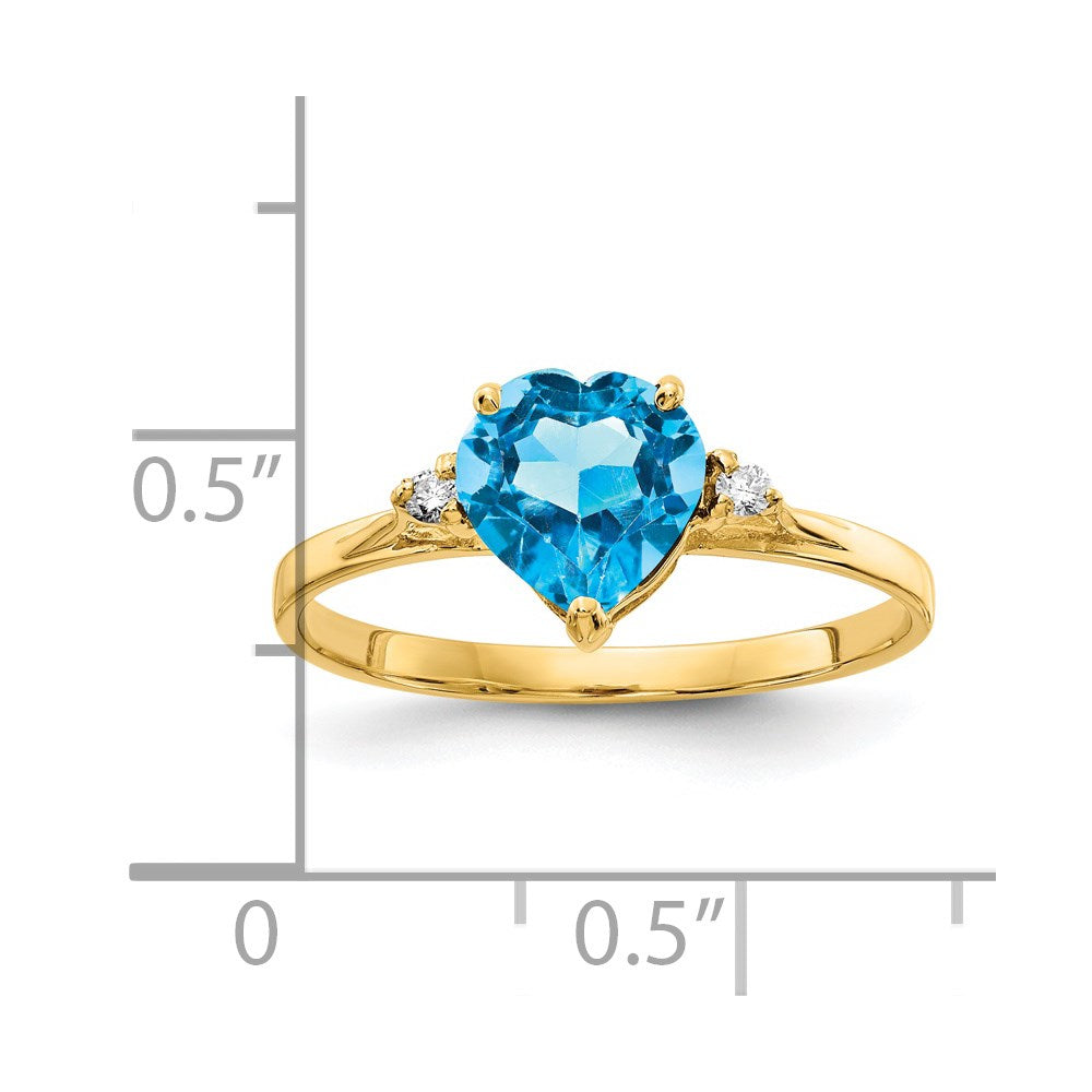 14k 7mm Heart Blue Topaz A Diamond ring