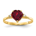 14k 7mm Heart Created Ruby A Diamond ring