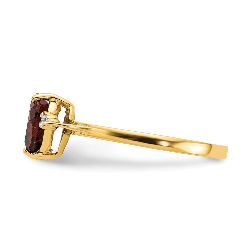 14k 7mm Heart Garnet AAA Diamond ring