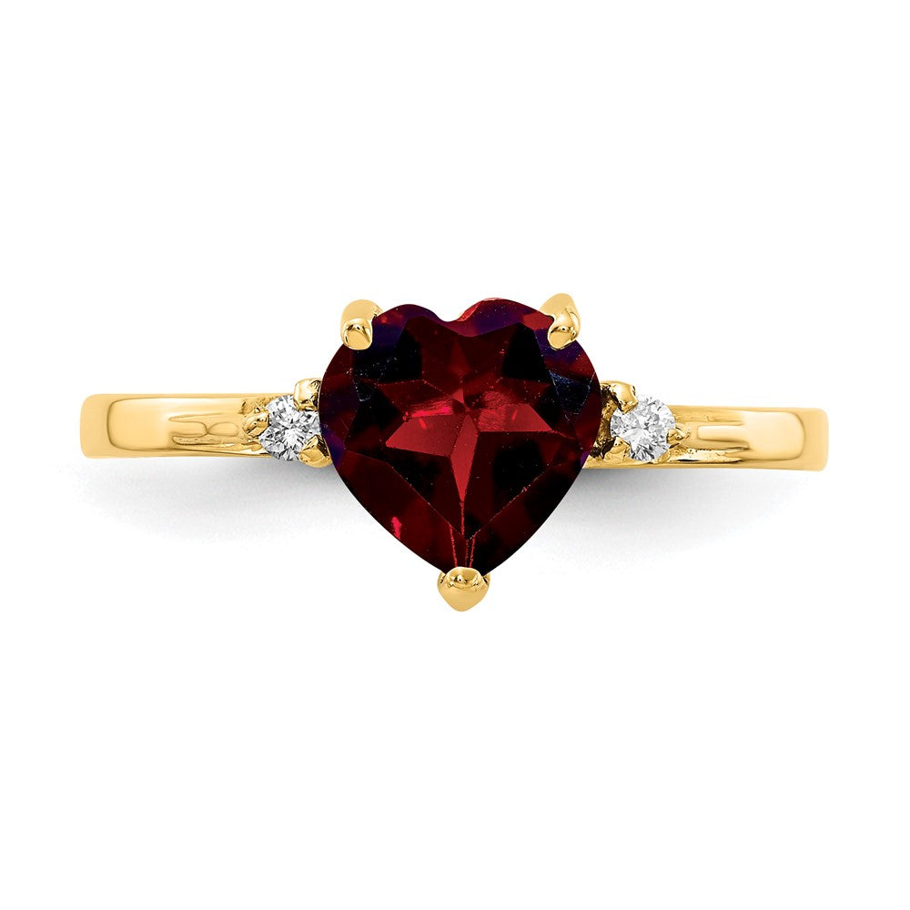 14k 7mm Heart Garnet AAA Diamond ring