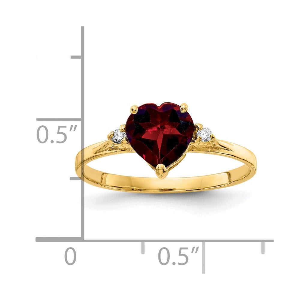 14k 7mm Heart Garnet A Diamond ring