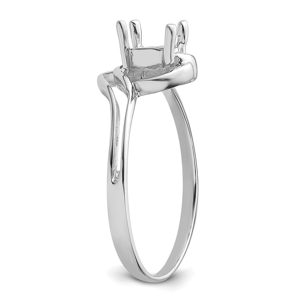14k White Gold Polished 7x5 Oval Gemstone Ring Mounting