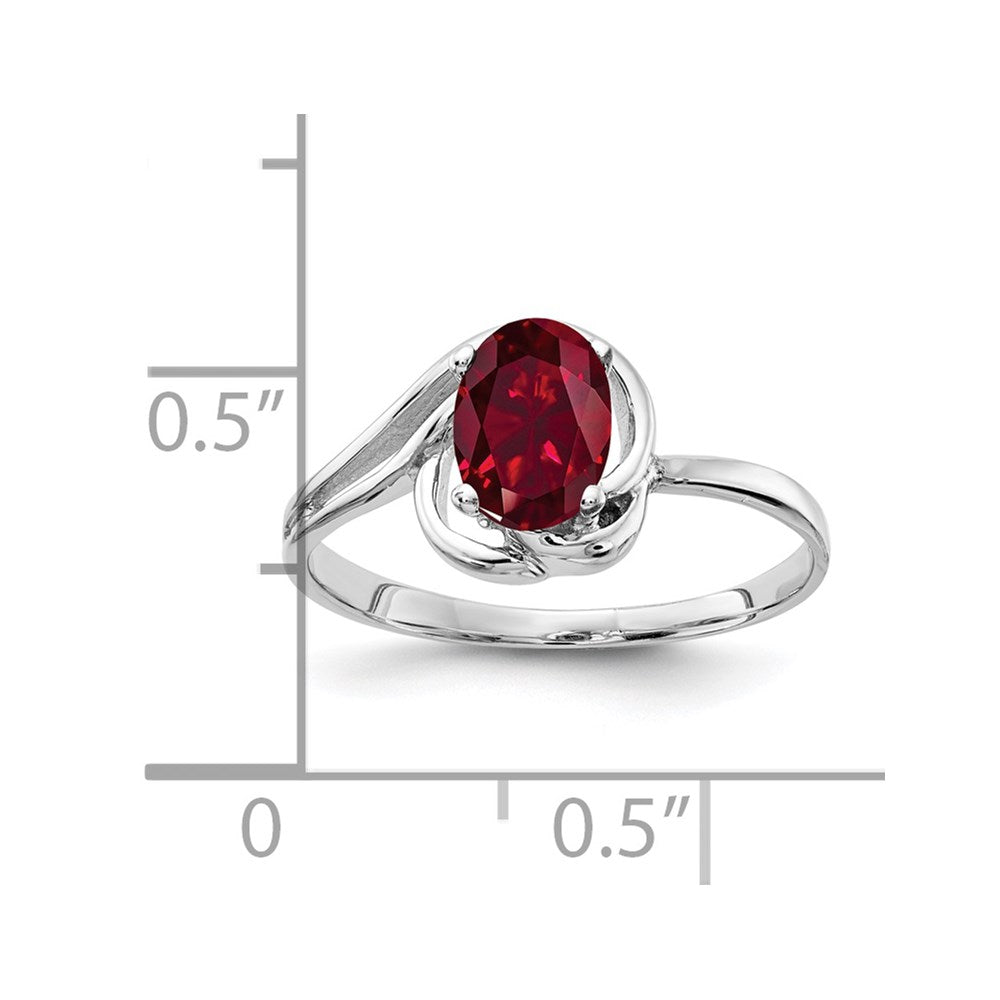 14k White Gold 7x5mm Oval Created Ruby ring
