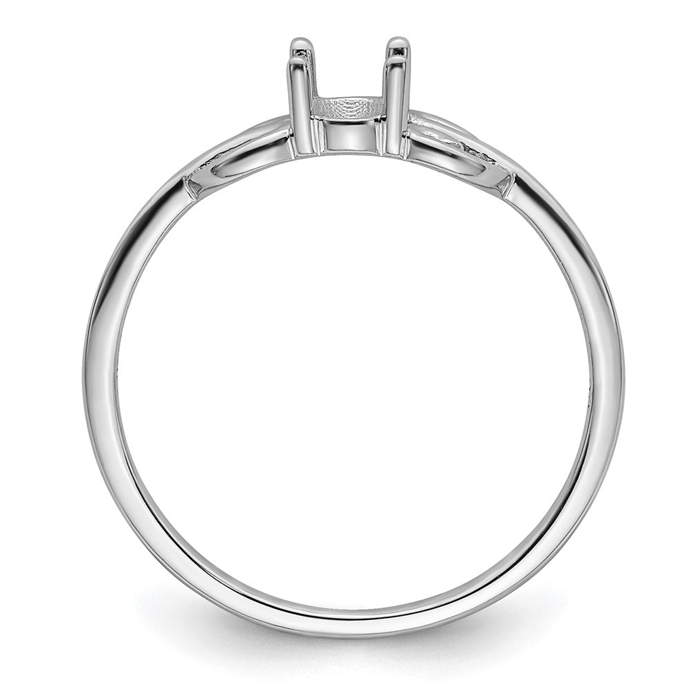 14k White Gold Polished 6x4 Oval Gemstone Ring Mounting