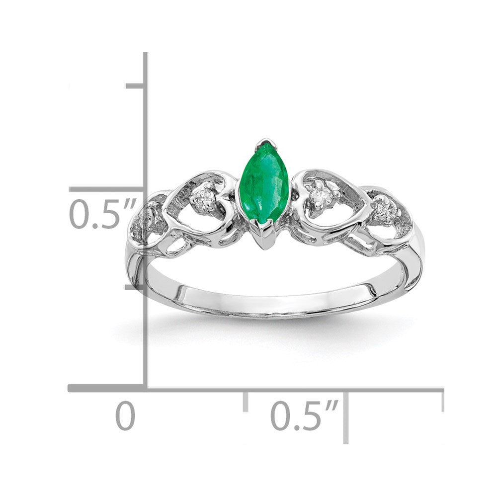 14k White Gold 6x3mm Marquise Emerald VS Diamond ring