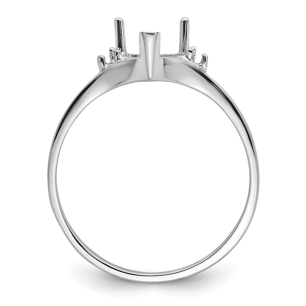 14k White Gold Polished .03ct. Diamond & 6mm Heart Gemstone Ring Mounting
