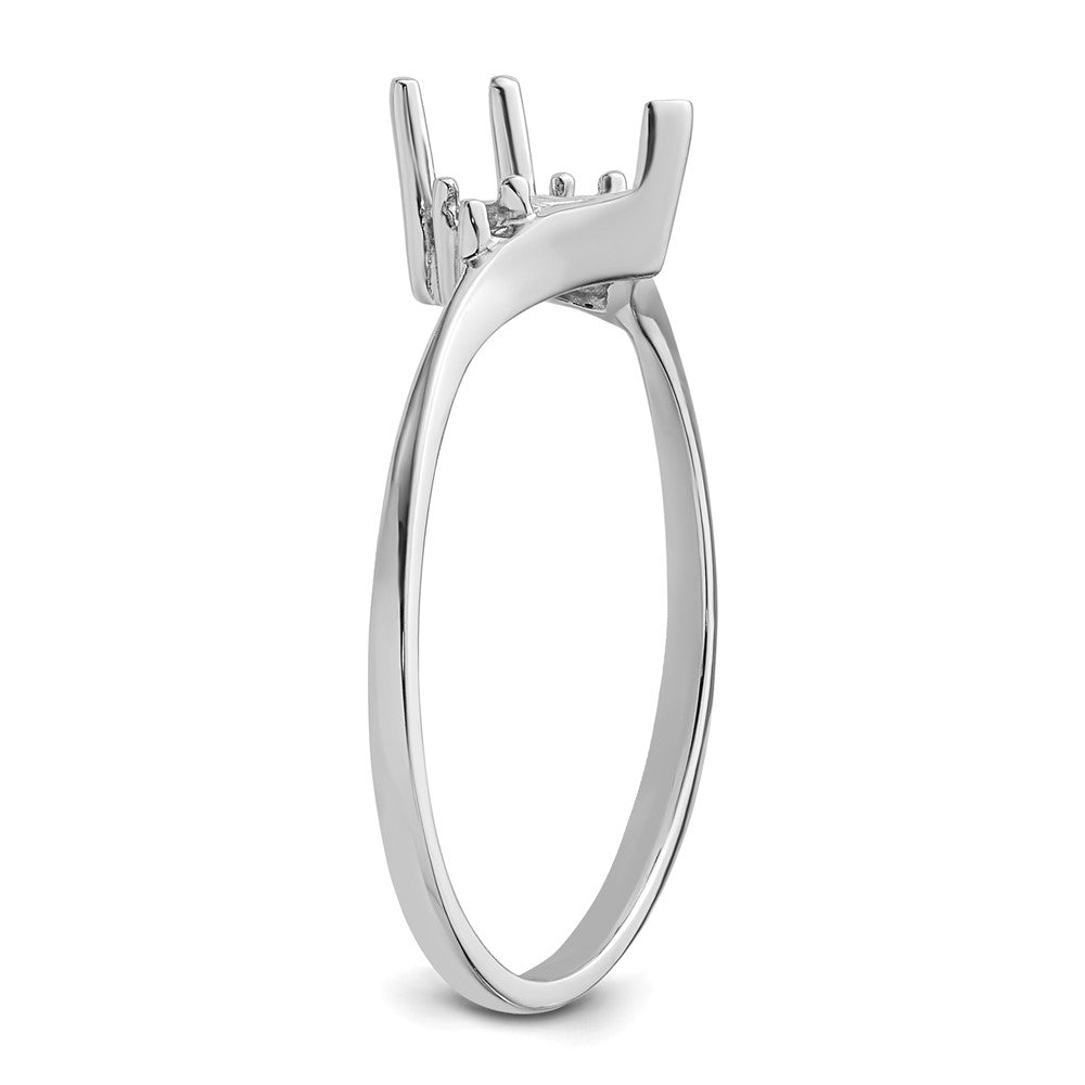 14k White Gold Polished .03ct. Diamond & 6mm Heart Gemstone Ring Mounting
