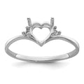 14k White Gold Polished .03ct. Diamond & 6mm Heart Gemstone Ring Mounting