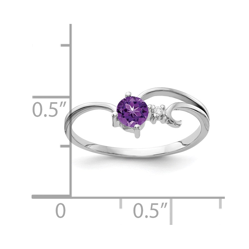 14k White Gold 4mm Amethyst AA Diamond ring