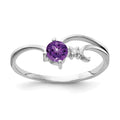 14k White Gold 4mm Amethyst A Diamond ring