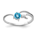 14k White Gold 4mm Blue Topaz VS Diamond ring