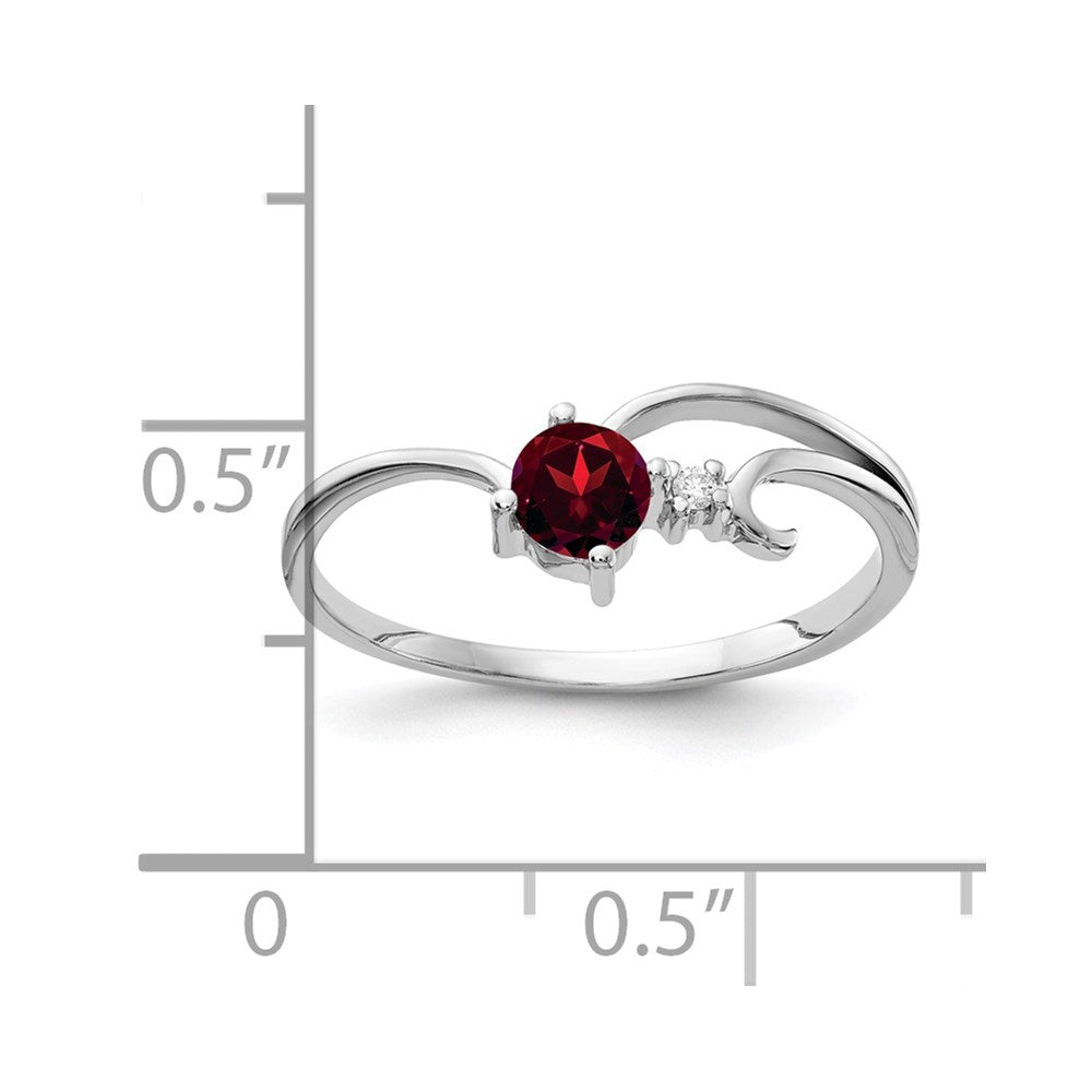 14k White Gold 4mm Garnet VS Diamond ring