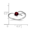 14k White Gold 4mm Garnet A Diamond ring