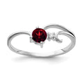 14k White Gold 4mm Garnet AA Diamond ring