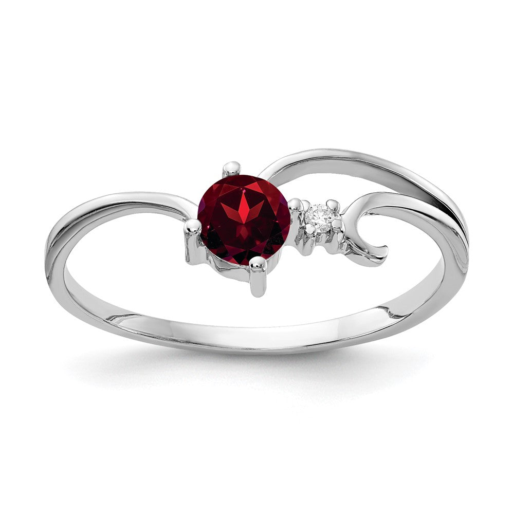 14k White Gold 4mm Garnet AAA Diamond ring